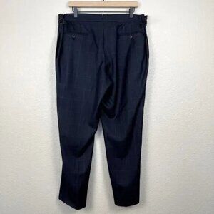 Tom Ford O'Connor Windowpane Navy Blue Wool Suit Pant 7-60R 36x28 007 James Bond